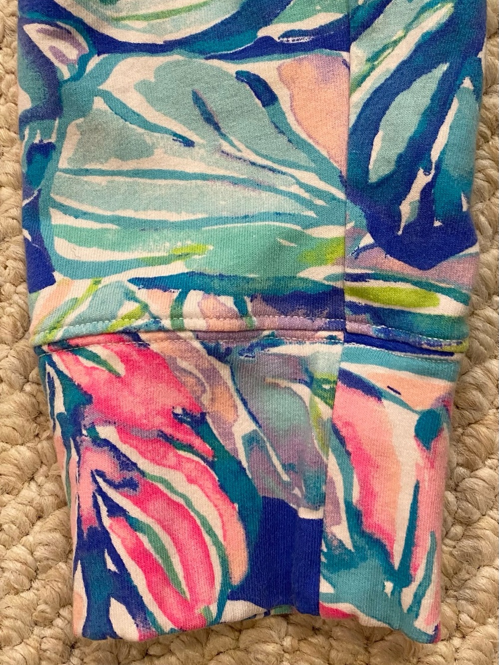Lilly Pulitzer Blue Tropical Leaf Half-Zip Pullover - Picture 4 of 7